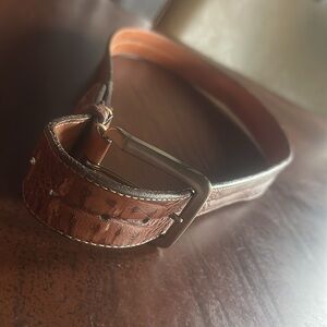 Brown Imported Crocodile grain leather belt